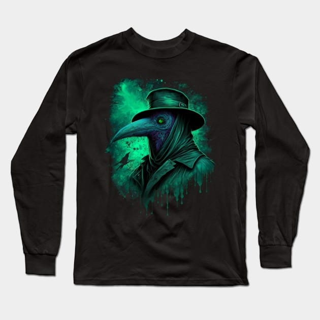 Trippy Plague Doctor Long Sleeve T-Shirt by ElectricMint